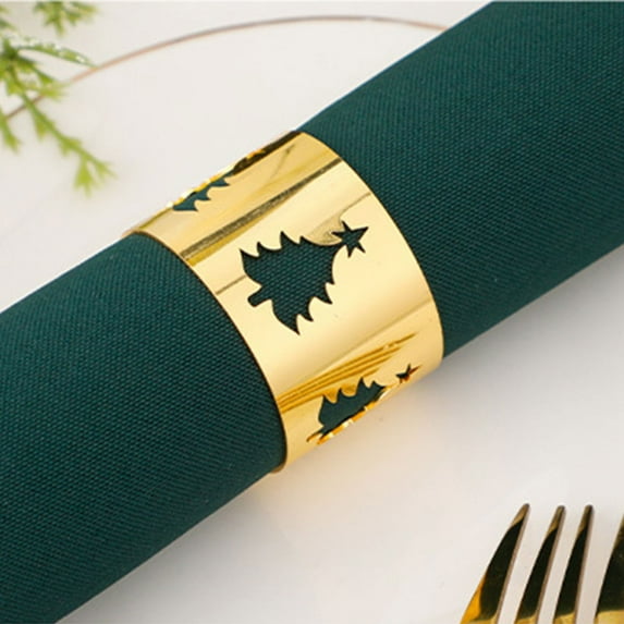 Ckraxd Christmas Napkin Ring Metal Holder Snowflake Design Set of 2 for Festive Table Decoration Dinner Party Wedding Decor