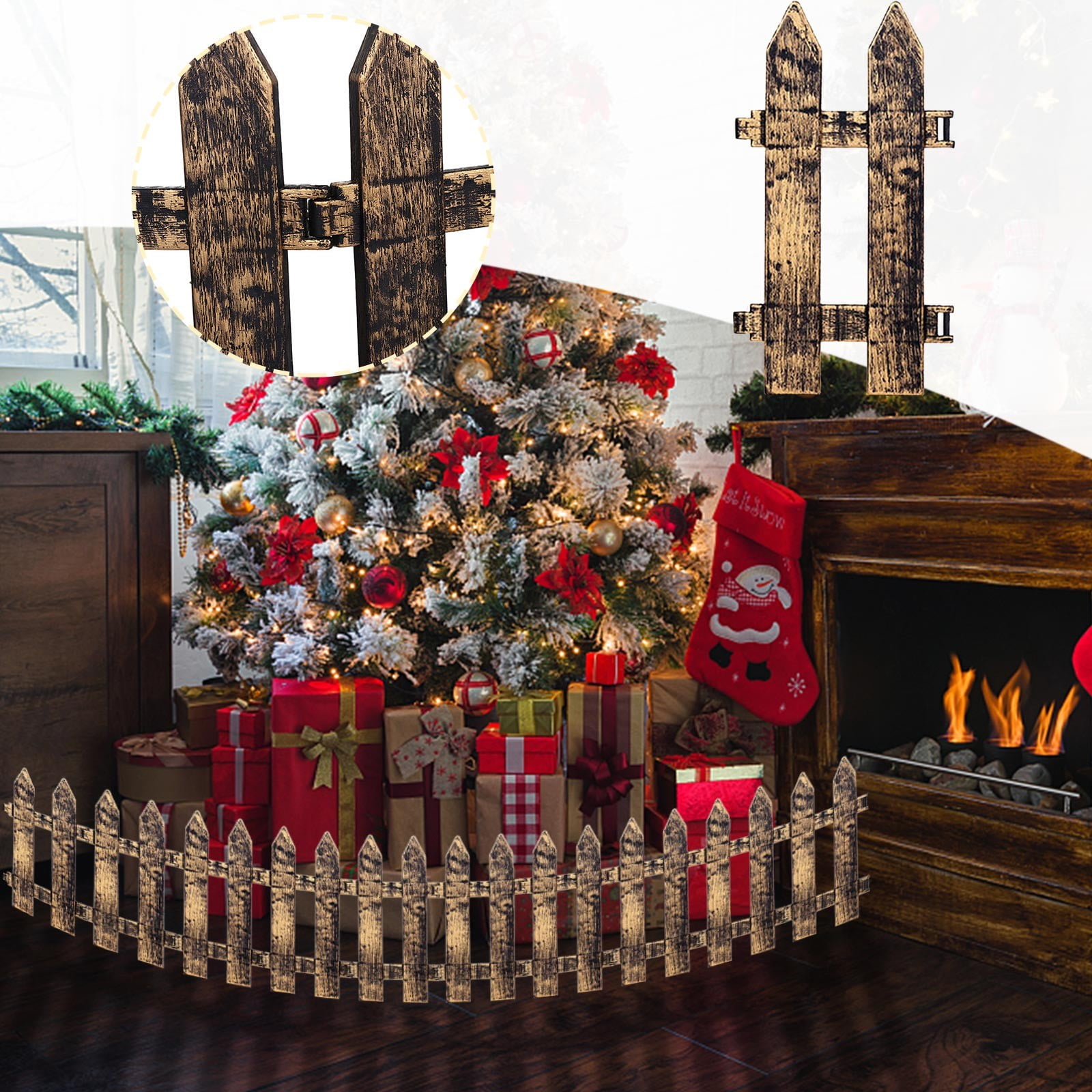 Ckraxd Christmas Tree Fence Decorative Plastic Corner Fence 1PC for