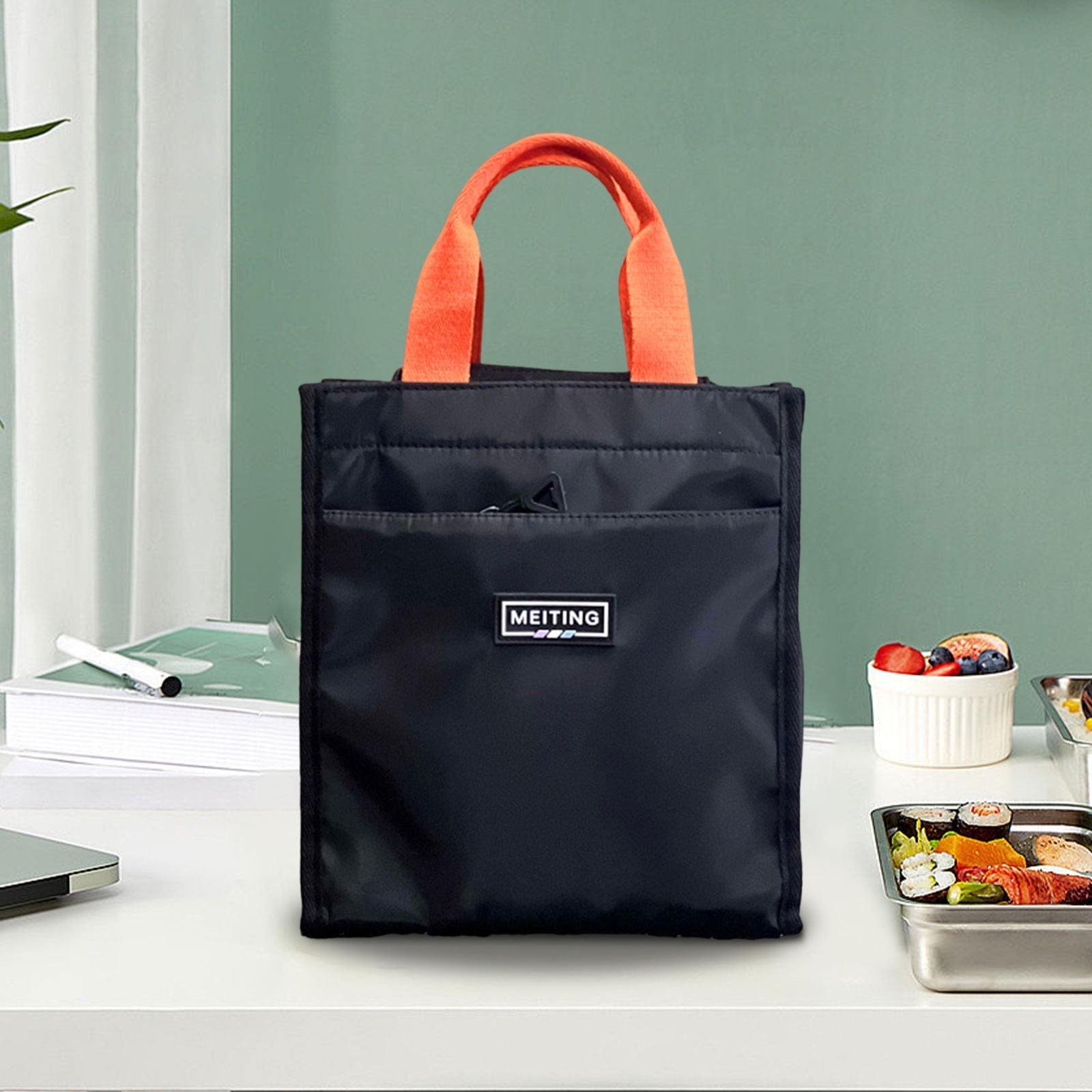 Ckraxd Contrast Color Builtin Cup Portable Lunch Box Student Work