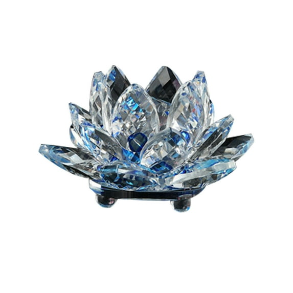 Ckraxd Crystal Lotus Candle Holder, Colored Crystal Glass Tea Lamp, Buddhist Decor, Elegant Long-Lasting Light for Home and Event Decoration