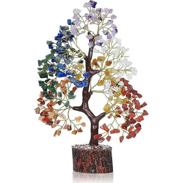 Ckraxd Crystal Tree of Life 7 Chakra Healing Decor, Positive Energy Crystal Decor Money Bonsai Tree, Home Office Decoration Crystal Tree for Luck and Wealth