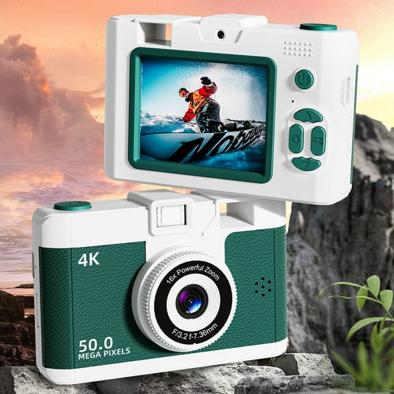Ckraxd Digital Camera CCD Card Camera 16X Zoom Mirrorless 2.4 Inch Screen WIFI HD Photography Compact Lightweight for Travel