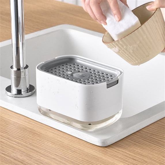 Ckraxd Dish Soap Dispenser with Sponge Tray 2-in-1 Large Capacity Leak-Proof Kitchen Cleaning Tool Convenient Home Storage Solution