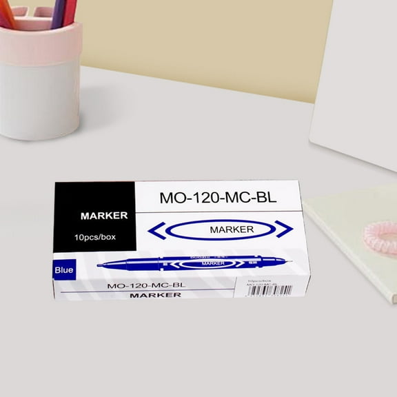 Ckraxd Double-tip Outlining Pen Set 10 Pcs Oil-based Markers Fine-tip Broad-tip Waterproof Black Red Blue for Art Labeling Drawing