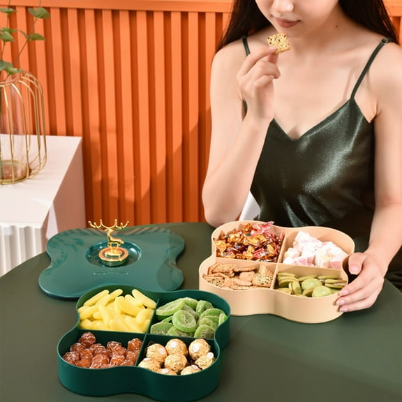 Ckraxd Dual-Layer Candy Box Nut Snack Organizer Tray with Lid, Perfect for Kitchen and Party Food Display
