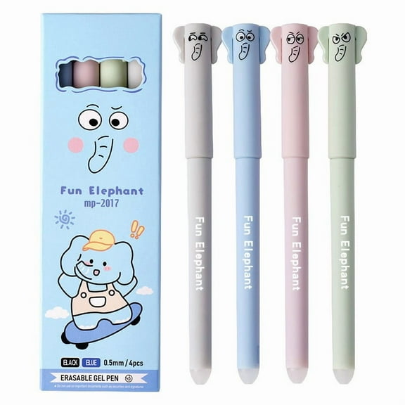 Ckraxd Erasable Gel Pen Set Erasable Black Pen Fast-Drying Ink Cute Bear Design Writing Drawing Note-Taking Supplies