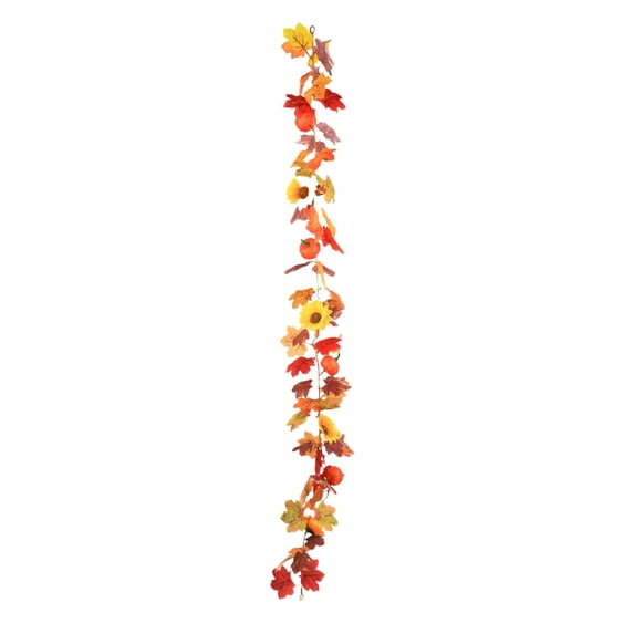 Ckraxd Fall Thanksgiving Halloween Artificial Maple Leaf Garland, Pumpkin Sunflower Berry Hanging Decoration for Home, Front Door, Fireplace, and Indoor Outdoor Decor