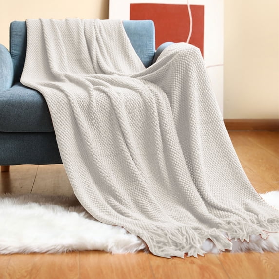 Ckraxd Four Season Knitted Blanket - Lightweight, Warm & Breathable for Outdoor/Indoor Use, 50x72in, Perfect for Bed, Sofa, Picnics, Travel