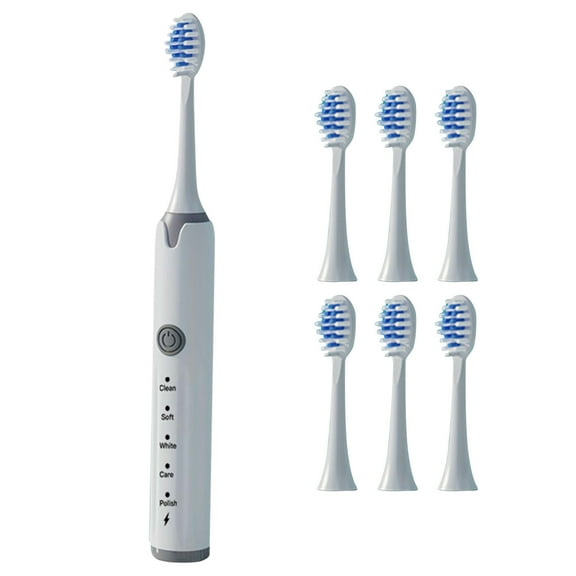 Ckraxd Fully Automatic Electric Toothbrush Set Soft Bristle Rechargeable Whitening Oral Care 6 Brush Heads for Effective Cleaning and Gum Health