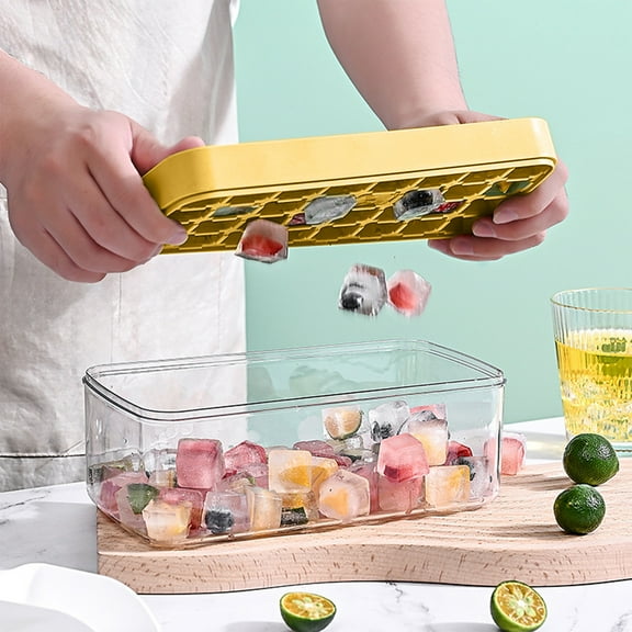 Ckraxd Ice Compartment Ice Storage Box Food Grade Portable Ice Cube Maker with Lid, Clear Drawer for Homemade Ice, Easy Clean, Compact Size