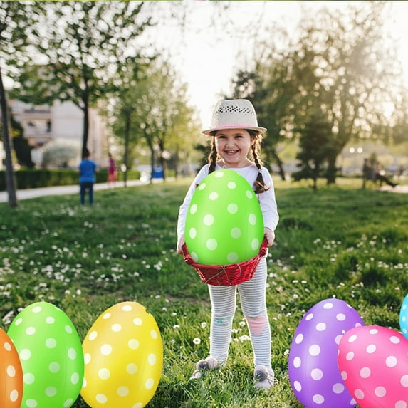 Ckraxd Inflatable Easter Eggs Set 16 Inches Colorful Outdoor Decorations 6pcs for Garden Party Festivities Yard Decor