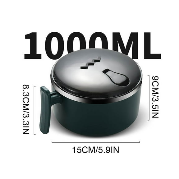 Ckraxd Large Capacity Double Wall Stainless Steel Ramen Soup Bowl with Lid, Handle & Steam Hole - Ideal for Instant & Regular Ramen, Keeps Food Hot