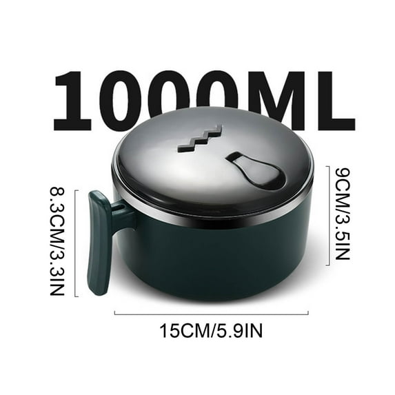 Ckraxd Large Capacity Double Wall Stainless Steel Ramen Soup Bowl with Lid, Handle & Steam Hole - Ideal for Instant & Regular Ramen, Keeps Food Hot