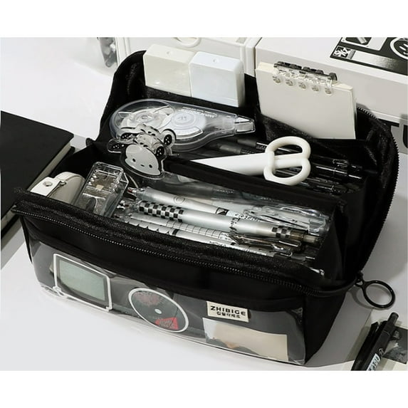 Ckraxd Large Capacity Pencil Case Storage Box for Pens and Pencils, Extra Large Design with Pockets, Easy Grip and High Quality Fabric, 3 Colors Available