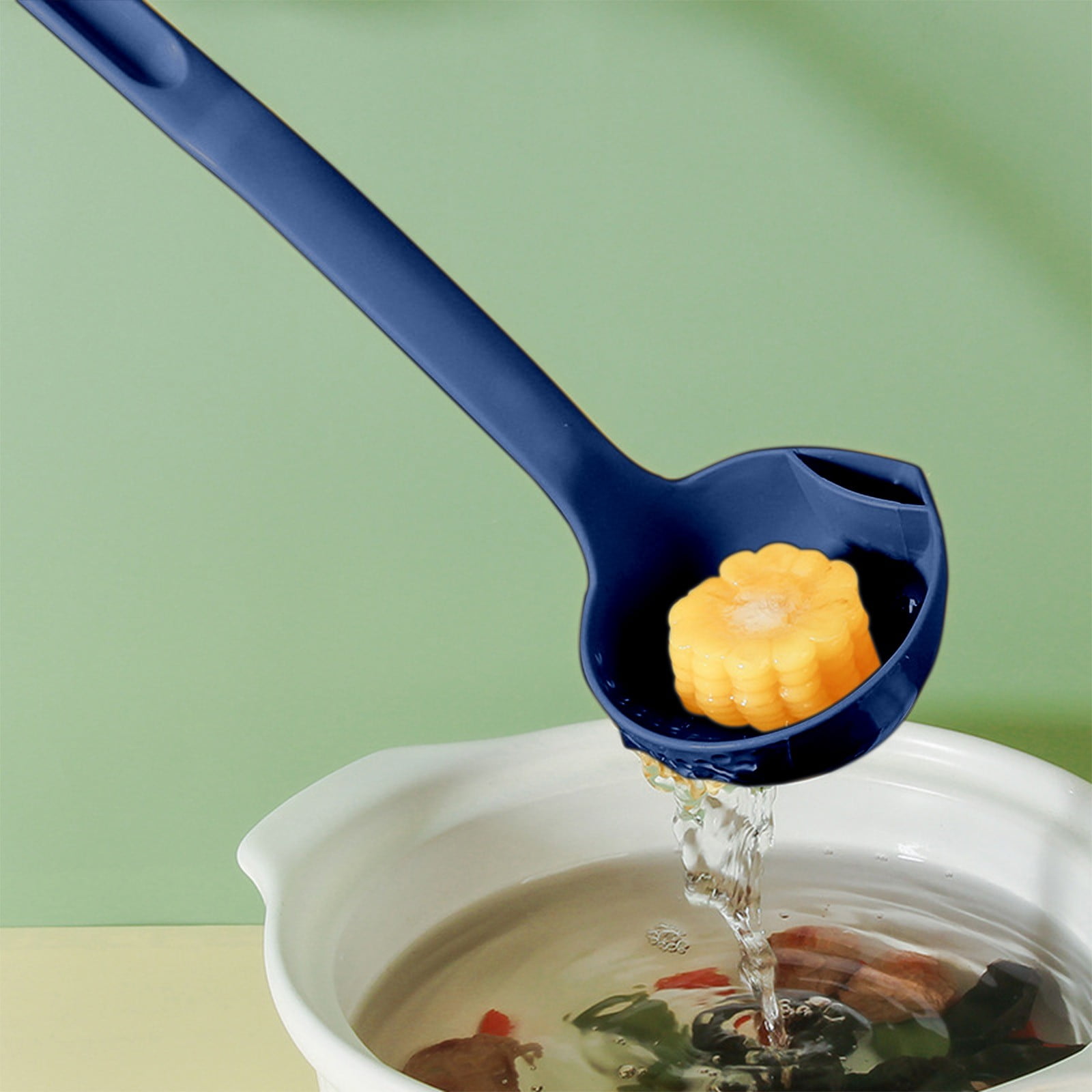 Ckraxd Long Handle Grease Trap Spoon 2 in 1 Soup Spoon Home Hot Pot