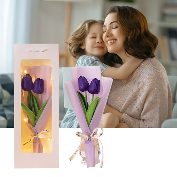Ckraxd Luminous Soap Flowers Bouquet for Mother's Day Gift, Preserved Roses with LED Light, Unique Decoration for Birthdays and Special Occasions