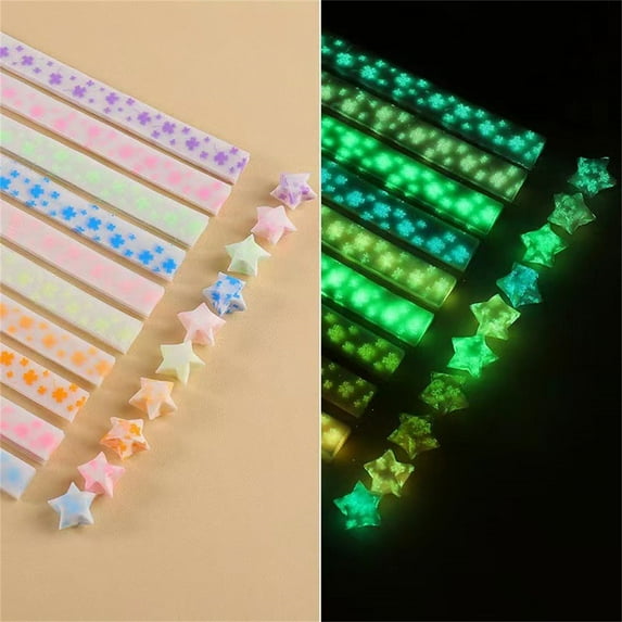 Ckraxd Luminous Star Paper Strips - DIY Craft Paper Strips for Art Projects, Decorations, and Gifts - 210 Sheets of Glowing Colorful Origami Paper for Unique Creations