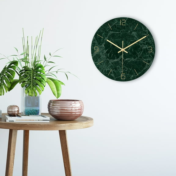 Ckraxd Marble Pattern Wall Clock Acrylic Decorative Clock for Living Room, Frameless Design, Silent Quartz Mechanism, 30x30cm