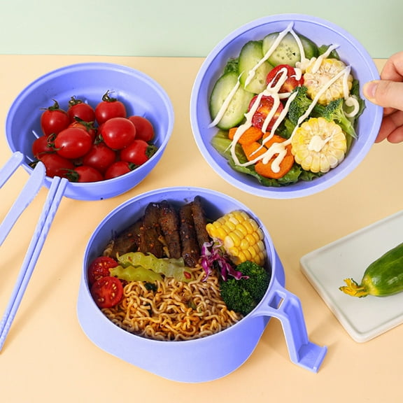 Ckraxd Microwave Ramen Bowl Set with Strainer, Lid & Handle - Dishwasher Safe, Portable Cookware for Ramen, Noodles, Pasta - 6 Piece Kit