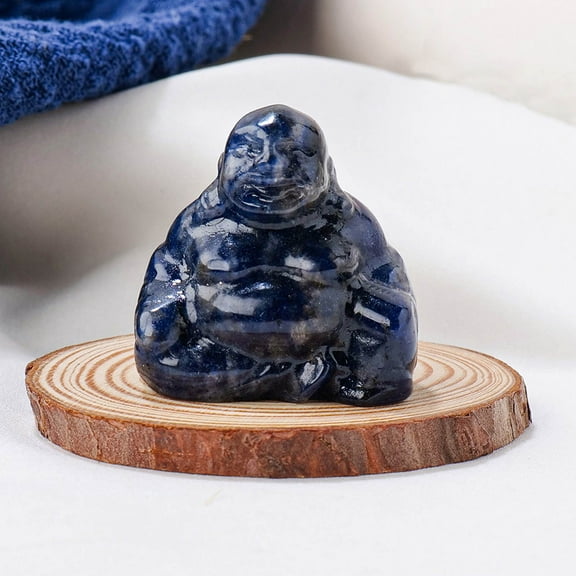 Ckraxd Mini Green Aventurine Laughing Buddha Figurine for Wealth & Joy, Feng Shui Home and Office Decor