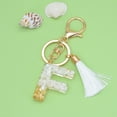 thumbnail image 1 of Ckraxd New White Tassel Key Chain with Custom Letter + Crystal Drop Pendant + Fashionable Bag Accessory + Unique Gift + Personalized Charm, 1 of 2