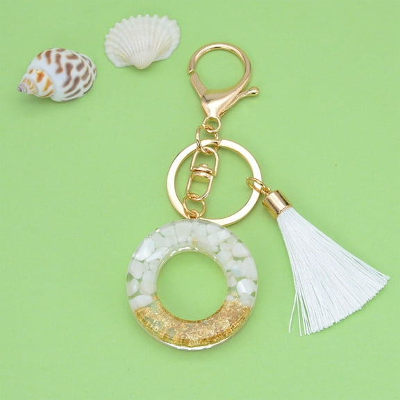 Ckraxd New White Tassel Key Chain with Custom Letter + Crystal Drop Pendant + Fashionable Bag Accessory + Unique Gift + Personalized Charm
