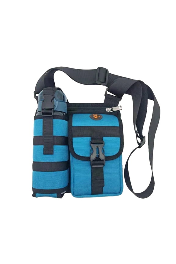 Outdoor Shoulder Bag with Water Bottle Holder, Large Capacity Crossbody Backpack, Travel and Sports Storage Bag, Lightweight and Convenient