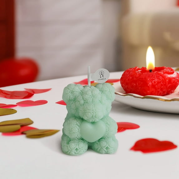 Ckraxd Rose Bear Scented Candle Decorative Gift Long Lasting Aromatic Relaxation Perfect for Valentine's Day Birthday Spa Sessions