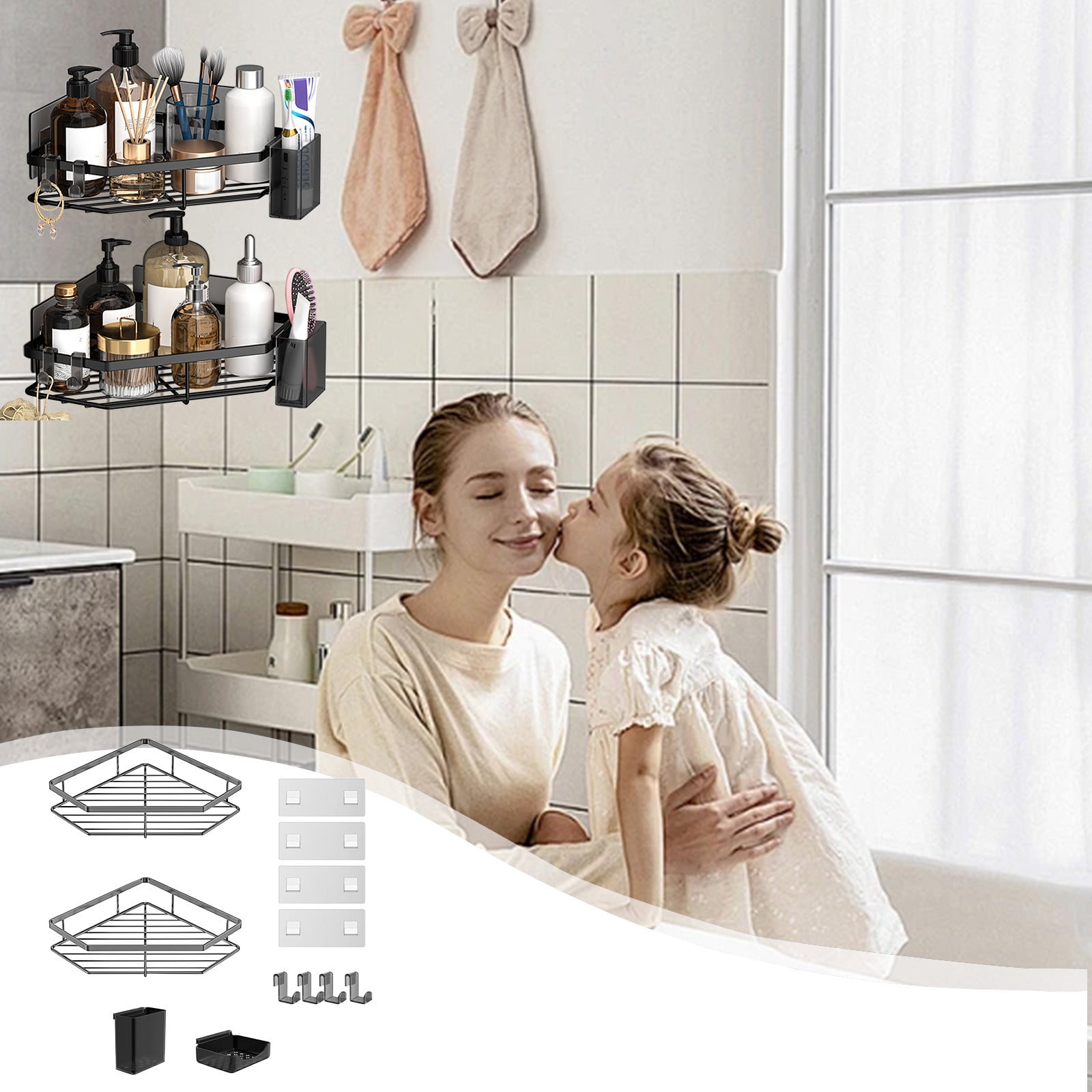 Ckraxd Rustproof Stainless Steel Tripod Bathroom Shelf No Punch