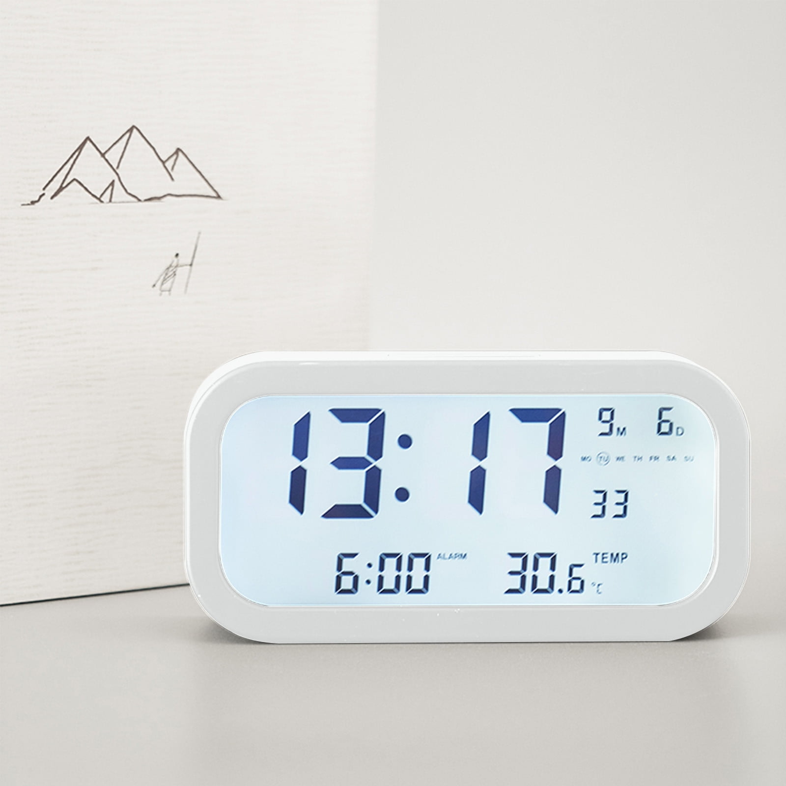 Ckraxd Scandinavian Style Digital Alarm Clock with 170° Wide Angle LCD