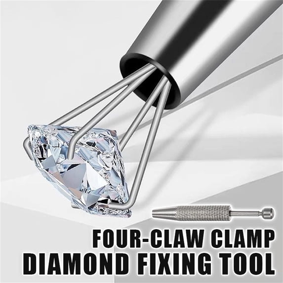 Ckraxd Stainless Steel 4-Claw Jewelry Gripper Tool, Diamond Setting Clamp, Sponge Block Gripping Device for Secure Stone Handling and Placement