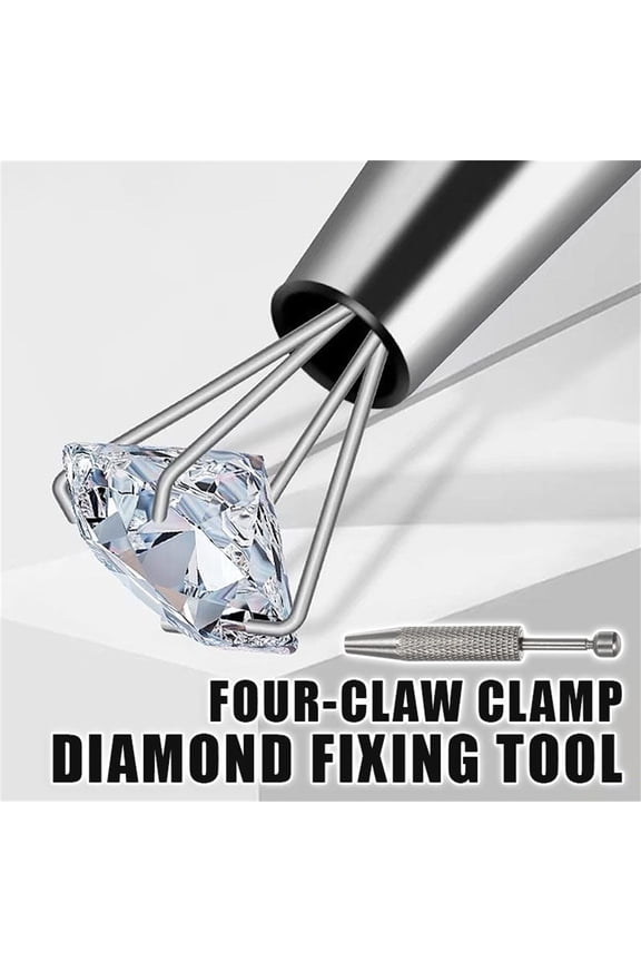 Stainless Steel 4-Claw Jewelry Gripper Tool, Diamond Setting Clamp, Sponge Block Gripping Device for Secure Stone Handling and Placement