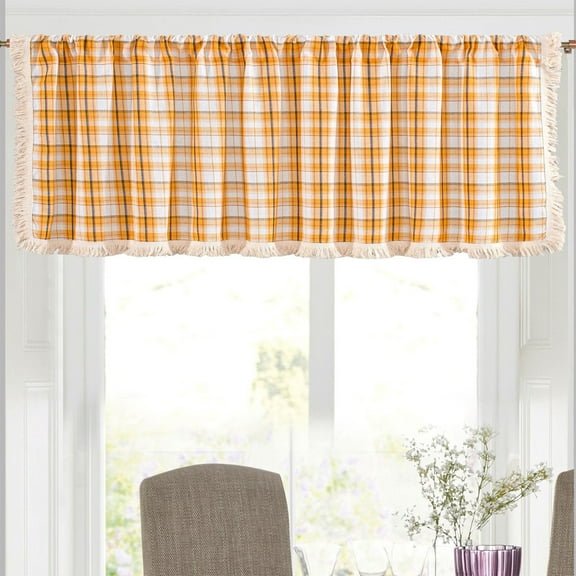 Ckraxd Stylish 60% Cotton 40% Linen Valance Curtains - Light Blocking Kitchen & Bathroom Window Panels (150x45cm) - Soft Touch, Machine Washable, Multicolor Options