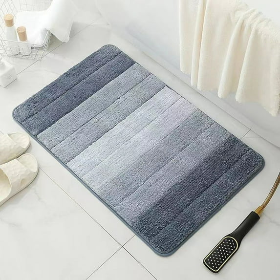 Ckraxd Super Absorbent 24x16in Green Blue Gray Microfiber Bath Mat, Non-Slip, Machine Washable & Dryable, Super Soft & Thick Floor Rug for Bathroom Kitchen