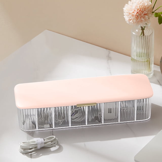 Ckraxd Transparent Cable Organizer Box with Lid - 8 Compartment Storage for Cords and Accessories - Easy Tidy Solution for Home or Office