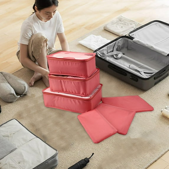 Ckraxd Travel Clothing Sorting and Storage Bag Portable Large Capacity Luggage Classification 6 Piece Storage Bag Travel Accessories