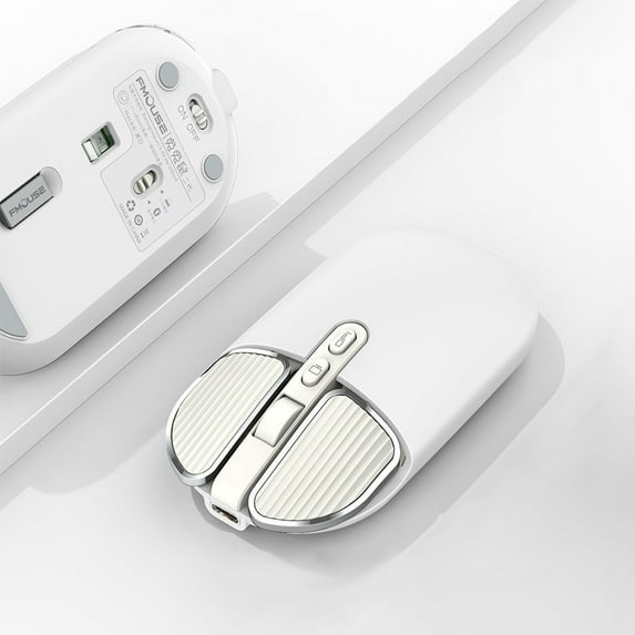 Ckraxd Wireless Bluetooth Mouse + 2.4G Dual Mode, Silent Ergonomic Design, Rechargeable Office and Home Use, Portable with Adjustable DPI