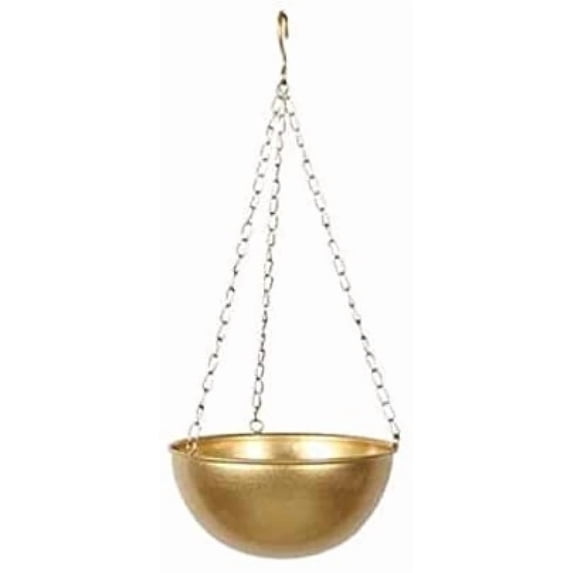 Ckraxd Wrought Iron Hanging Planter, Metal Chain Flower Bowl, Indoor Outdoor Flower Pot, Space-Saving Garden Decor, Balcony Wall Hanging Planter for Home and Garden Use