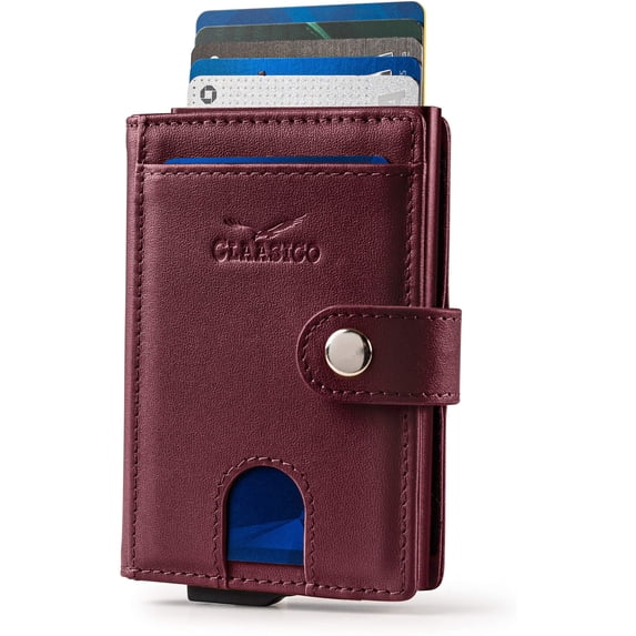 Claasico Men Slim Bifold Wallet & Credit Card Case | Compact Card Holder w/Pop Up Button & ID Slot