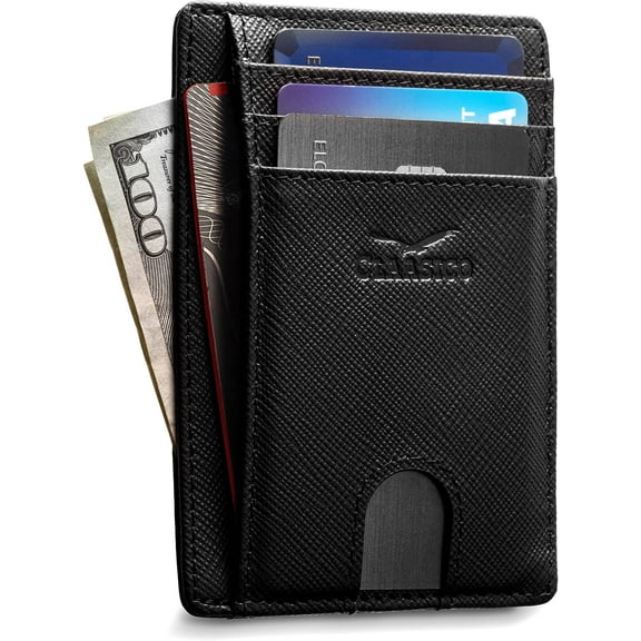 Claasico Modern Card Wallet, Black Saffino