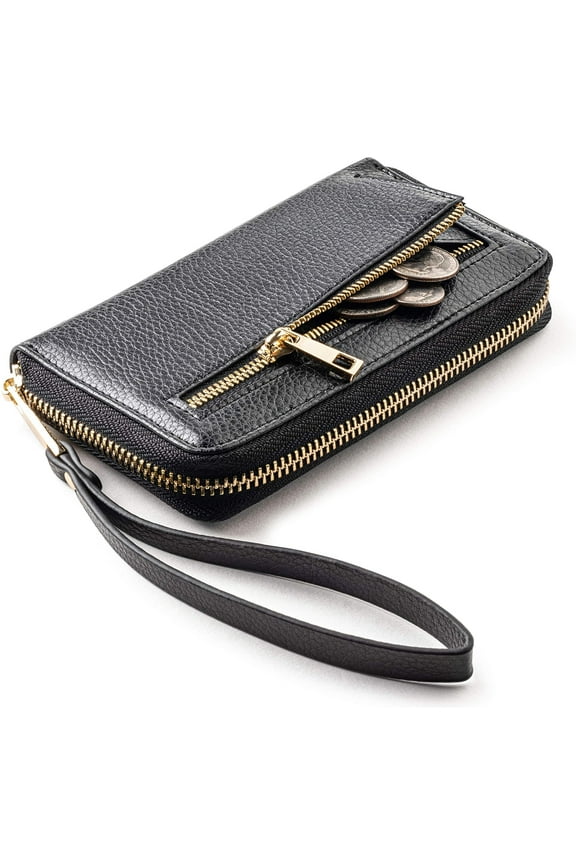 Women's Slim Wristlet Wallet | RFID Block, 6 Credit Card, Money & Receipt Organizer