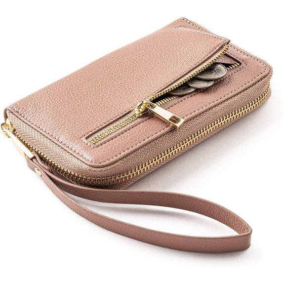 Claasico Women's Slim Wristlet Wallet | RFID Block, 6 Credit Card, Money & Receipt Organizer