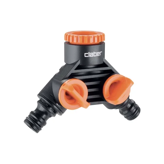 Claber 8599 Quick Connect Garden Hose Connector 2 Way, 3/4" Y Hose Adapter