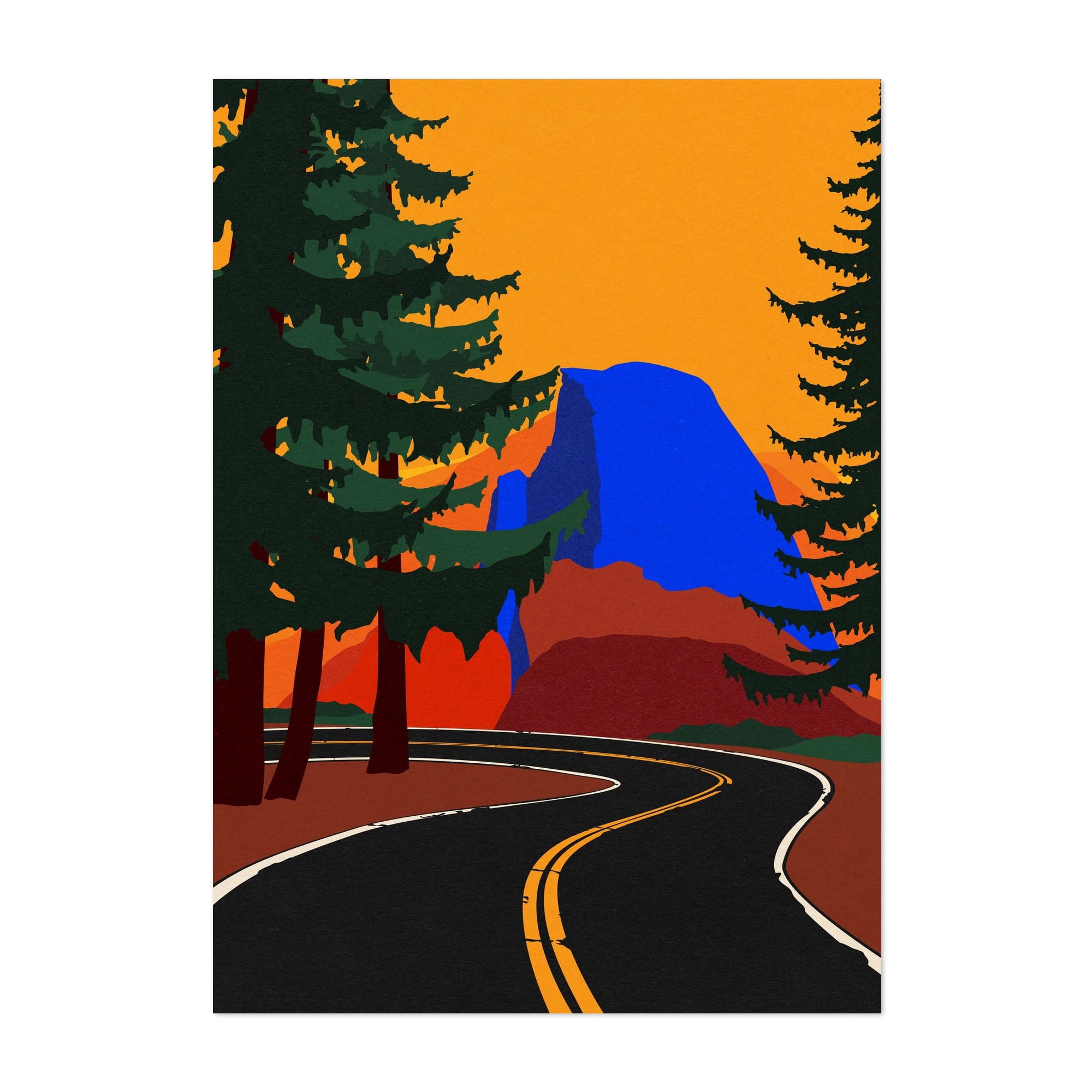 Clacier Road - Illustration Unframed Wall Art Print 20 x 30 inches ...