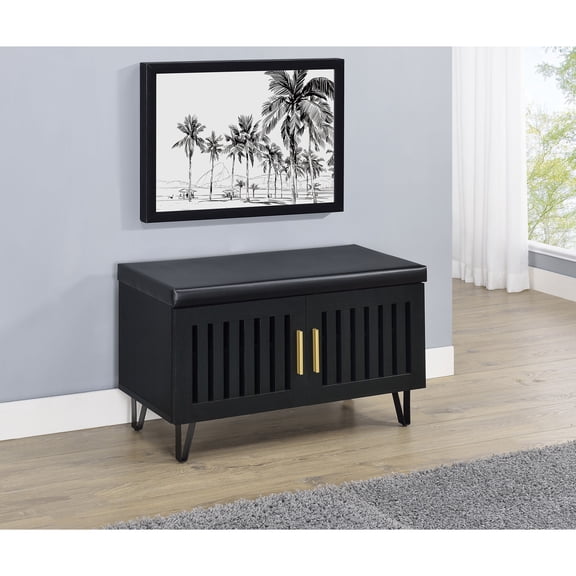Clackamas Black 2-door Storage Bench