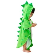 Clackibukvyz Kids Hooded Bath Towel, Green Dinosaur Beach Towel for Kids 0-4 years