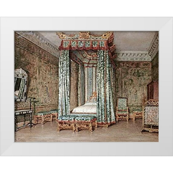Clacy, Ellen 32x26 White Modern Wood Framed Museum Art Print Titled - The Venetian Ambassadors Room, Knole