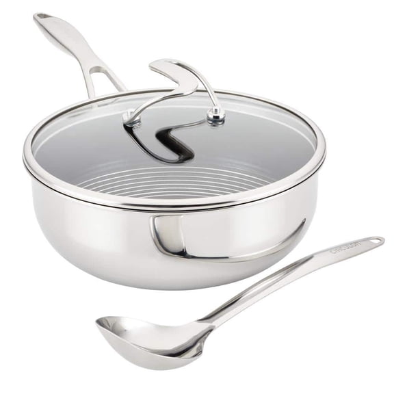 Clad 3-Piece Stainless Steel Chef Pan Silver with lid