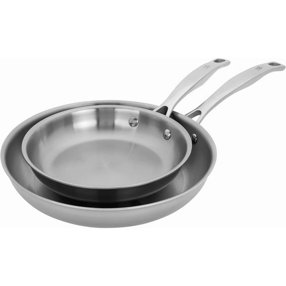 Clad H3 2-pc Induction Frying Pan Set, 8-inch Fry Pan and 10-inch Fry Pan, Stainless Steel, Durable and Easy to clean, 8-inch & 10-inch