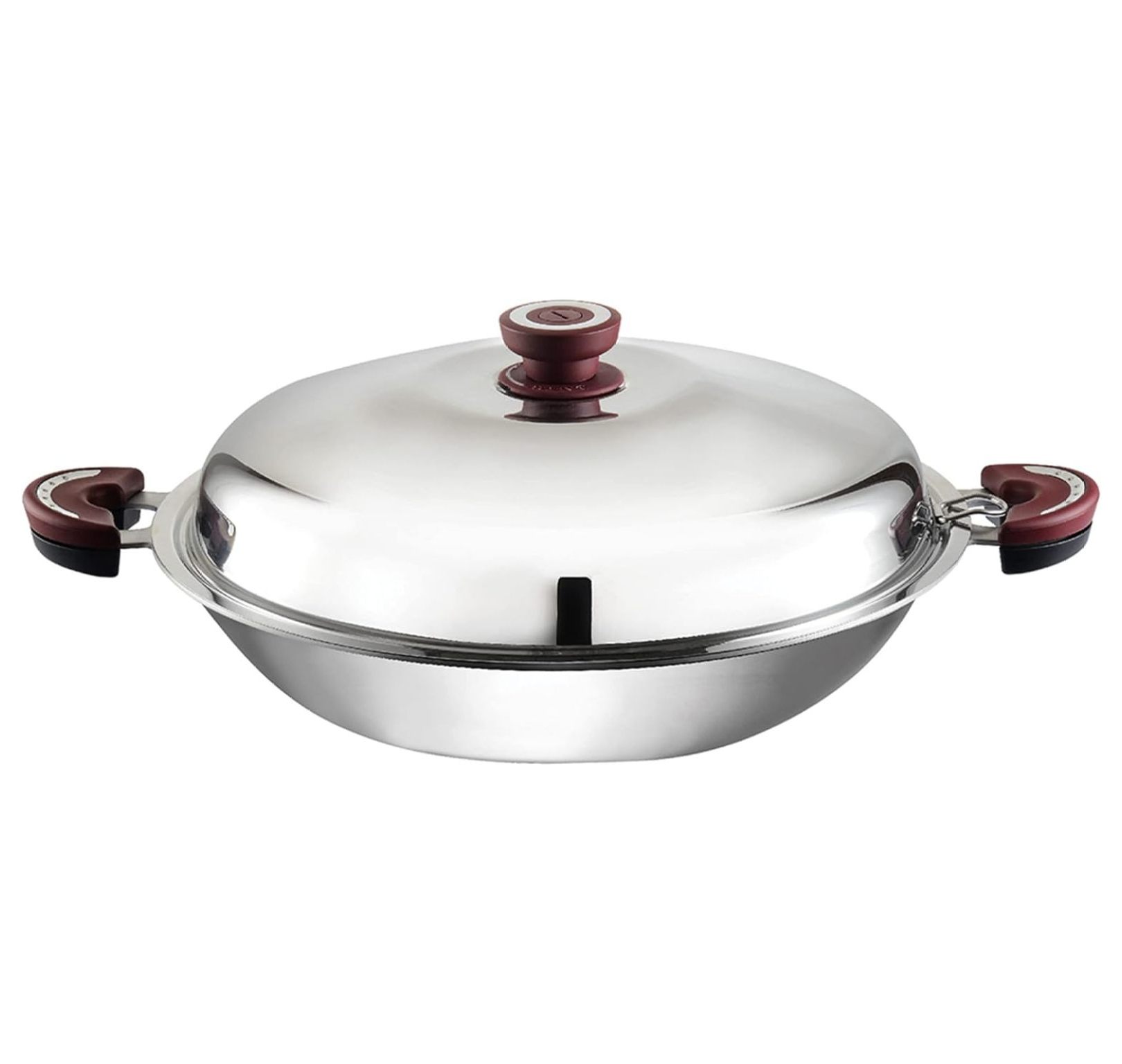 Clad Stainless Steel Wok Pan with Lid Flat Bottom 14 inch (35cm) Stir